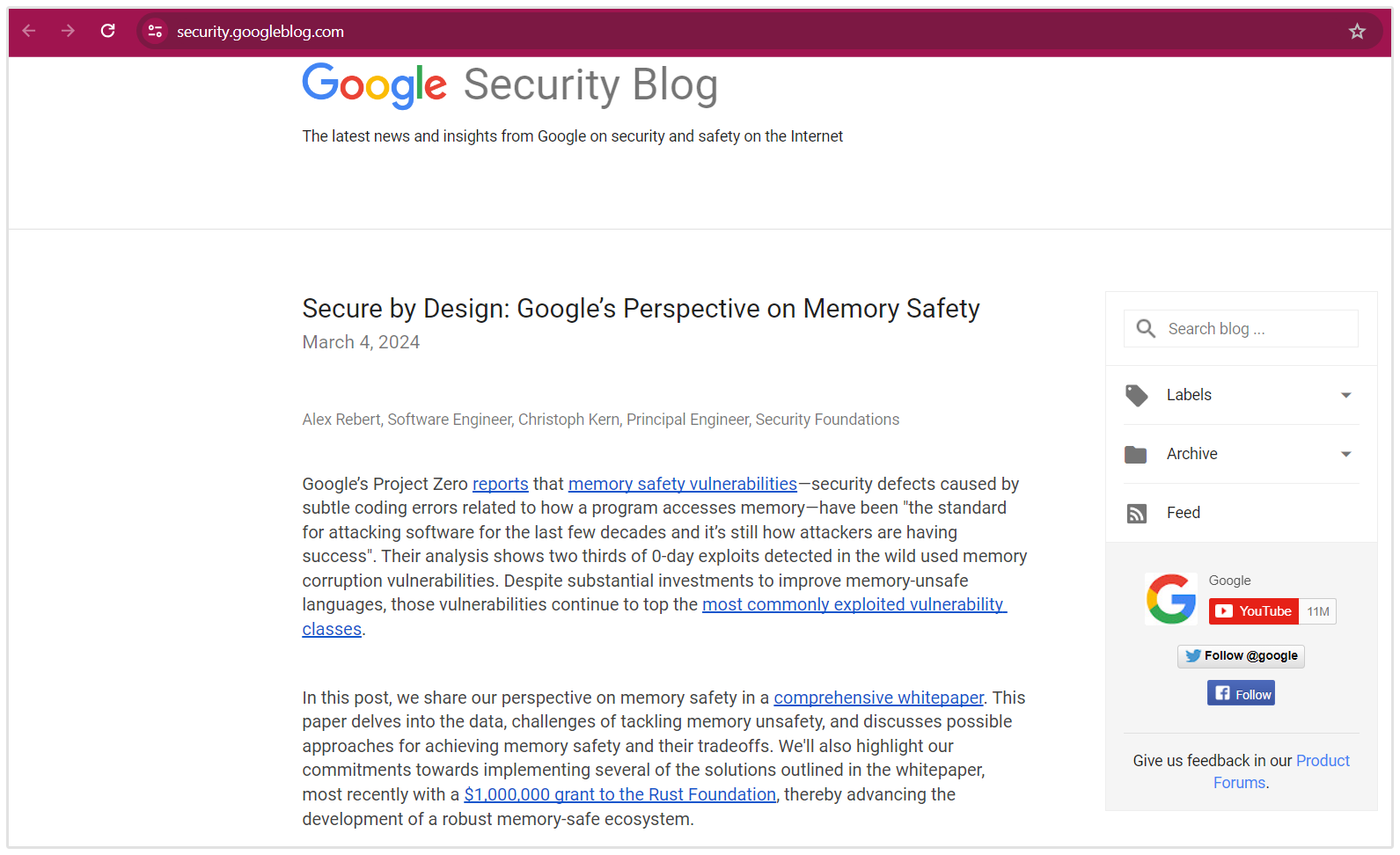 Blog de Seguridad de Google